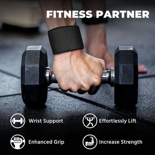 2PCS Gym Fitness Weight Lifting Grip Straps Dumbbell Hand Grips Training Wrist Support Bands Comfortable Cushioned Wrist Padding and Anti-slip Silicon grip Straps for Body Building Weightlifting Straps - Premium Quality