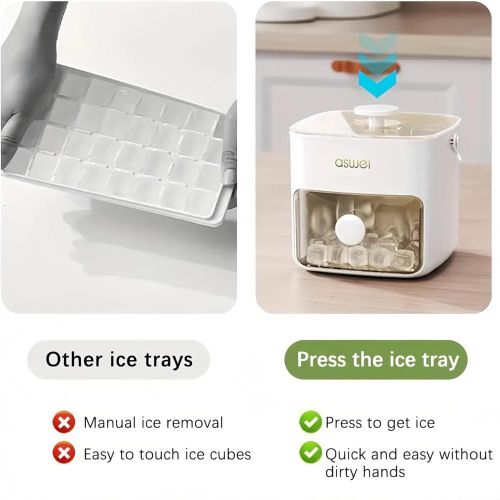 addigoes Premium Ice Cube Tray - Freezer Ice Tray Ice Mold Ice Maker for Drinks Whiskey Beer Cocktail Coffee, Transparent Sealed Lid Design for Keep Ice Clean, With Tweezers and 2 Ice Trays Storage