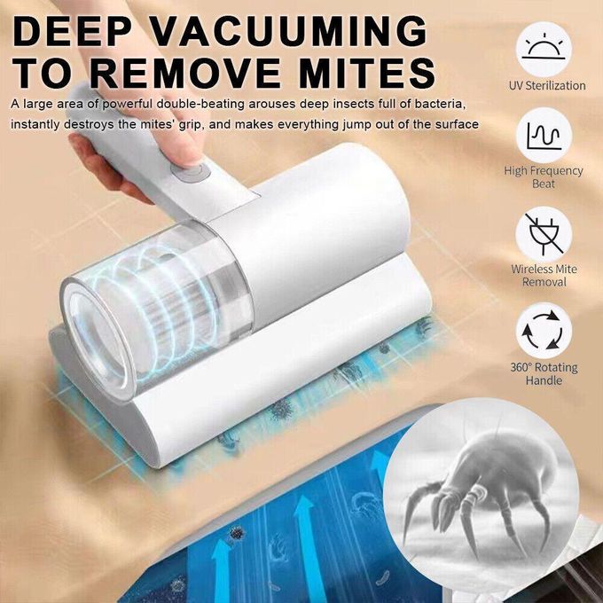 High Power 10kPa UV Cordless Vacuum – Anti-Mite Cleaner for Mattress &amp; Pillow