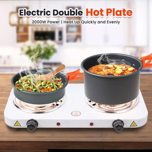 Double Burner Hot Plate 2000W 5 Gears Temperature Control Cooking Ranges Dorm