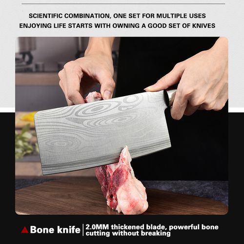 Kitchen Knife 5-piece Set - Damascus Laser Pattern Stainless Steel Knife