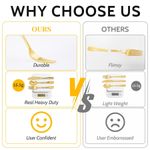 Flushrenic disposable cutlery,60 piece set of gold plastic silverware disposable tableware -20 forks, knives, spoons - disposable tableware heavy-duty plastic tableware set, suitable for catering, parties, dinners, weddings