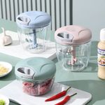 900ml Blue Manual  Processor for Vegetable, Chopper Meat Grinder, Portable  Mincer  for Vegetables, Ginger, Fruits, Nuts, Herbs