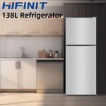 Hifinit European Brand Fridge 138Liters Double Doors Refrigerator Direct Cool Freezer Energy Saving  RF138L-Silver (15 MONTHS WRTY)