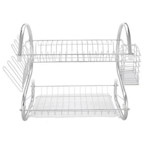 16-Inch Stainless Steel Dish Drainer Rack, All-in-One Kitchen Sink Organizer with Cutlery &amp; Cup Holder, Rust-Resistant Drying Rack for Dishes, Utensils, Mugs