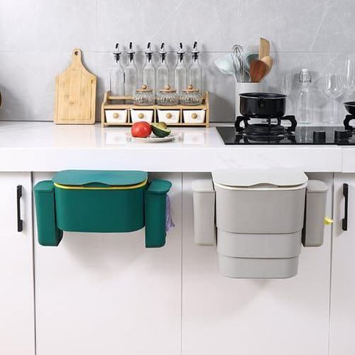Foldable Kitchen Hanging Dustbin With 2 Trash Bags Storage Cans
