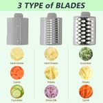 TodyJeyHo New Electric Cheese Grater, Electric Salad Maker, Multi-function Grater, Automatic Vegetable Chopper Slicer, Professional Multi-conical Blade, Stainless Steel