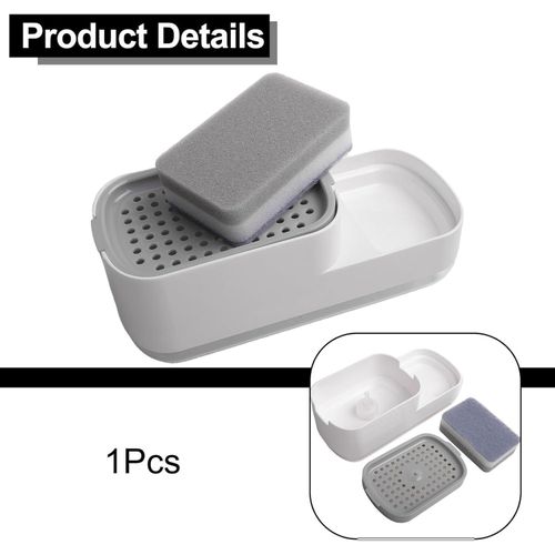 Effortless For Kitchen Cleanup 2 in 1 Soap Dispenser and Sponge Holder for Easy Access (White)