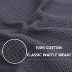 TodyJeyHo 100% Cotton Waffle Weave Kitchen Dish Cloths, Tea Towels Ultra Soft Absorbent Quick Drying Dish Towels, 34×34 CM, 3 Pack(Dark blue, Beige, Brown)