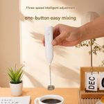 Whisk Milk Frother, Rechargeable Handheld Electric Whisk Coffee Frother Mixer with 2 Stainless Whisks, Milk Foam Maker-white，Milk frother