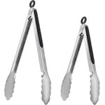 Stainless Steel Kitchen Tongs - Non-Slip Silicone Grip with Lock (9" &amp; 12"