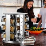 Rotating Spice Rack with 12 Glass Jars/Spice Shelves