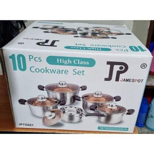 JP 10pcs Premium quality Stainless Steel Cookware Sets Pot Sufuria with Glass Lids