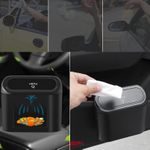 Flushrenic 2-piece mini car trash can with lid, small trash can, leak proof ABS trash can, car interior accessories, household trash can, suitable for cars and offices, with 30 garbage bags