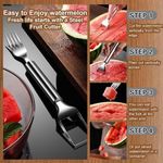 Flushrenic Fruit fork,Watermelon spoon,2-in-1 Stainless Steel Fruit Cutter 3 Pcs