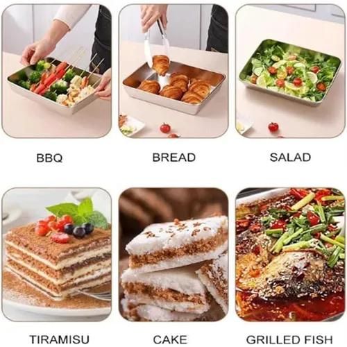 Gen 6 Pcs Stainless Steel Square Plate With Lid