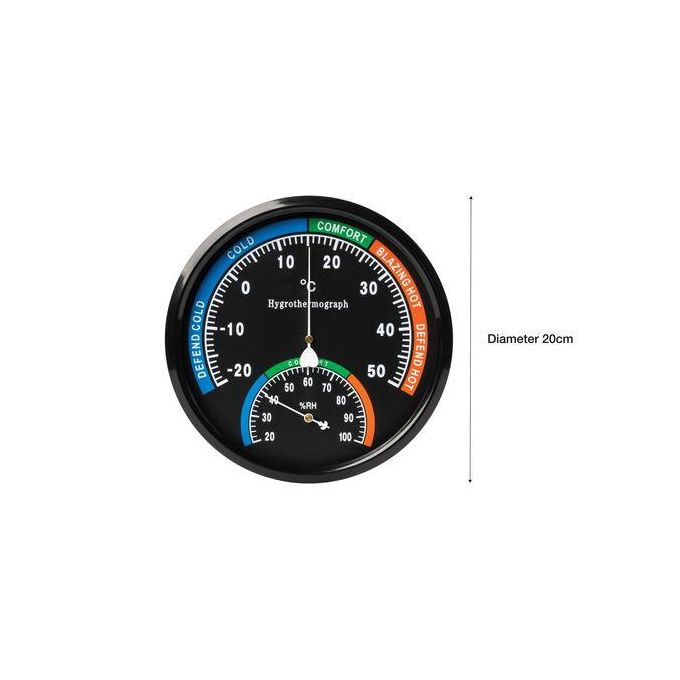LASA 20cm Analog Thermo Hygrometer - No Battery Required