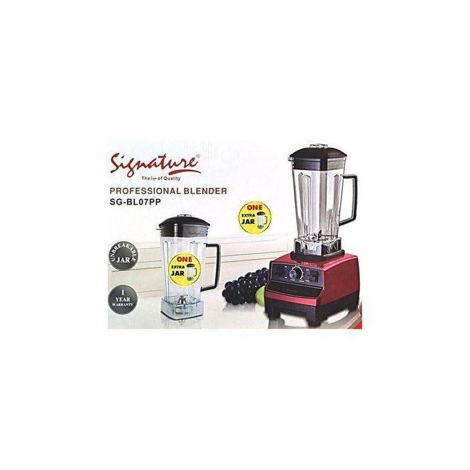 Signature  2000Watts Professional/Commercial Heavy Duty Mixer Blender For Ice Crushing And Uji Power, 2Ltrs Unbreakable Jar+extra Jar With Own Blades
