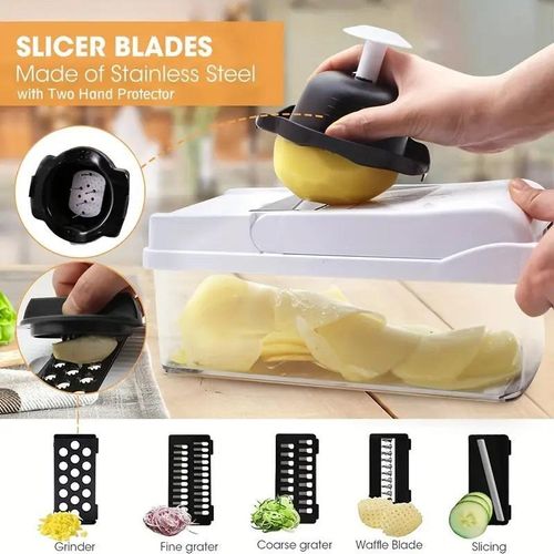 Black and white multifunctional 22 in 1 food chopper onion chopper vegetable slicer chopper vegetable chopper with 12 blades