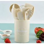 Silicone spatula with wooden handle kitchenware, 500g food-grade silicone, high temperature resistant kitchen utensils, 12-piece set