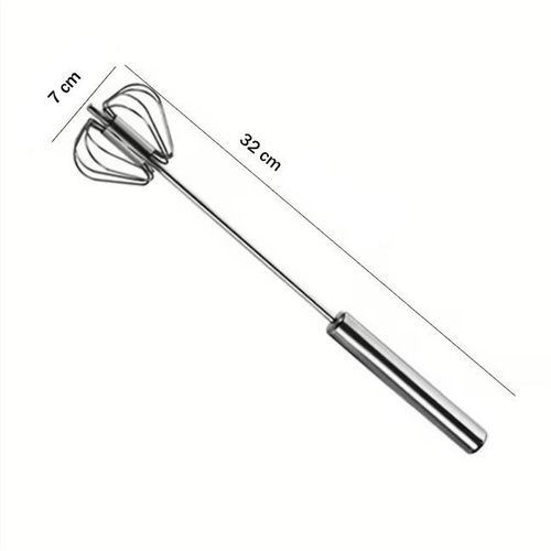 KnMn 32x7 CM Stainless Steel Egg Whisk Hand Push Rotary Whisk Blender Milk Frother Baking Tools