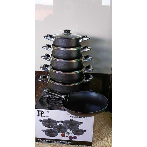 JP Jamesport  11Pcs Heavy Non-Stick Granite Cooking Pot Sufuria With Pan &amp; Cookware Set