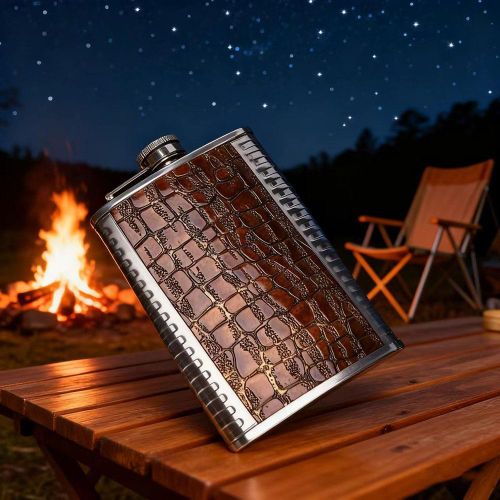 8 Oz Portable Whiskey Flask for Men -Leather Stainless Steel Leak Flask for Outdoor/Travel