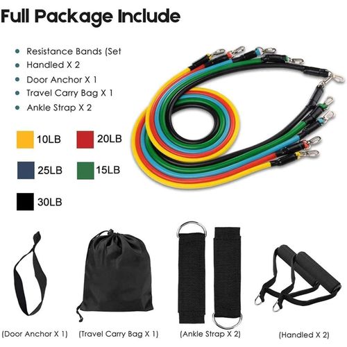 11 Pcs Set Latex Resistance Band Exercise Band Toning Tube