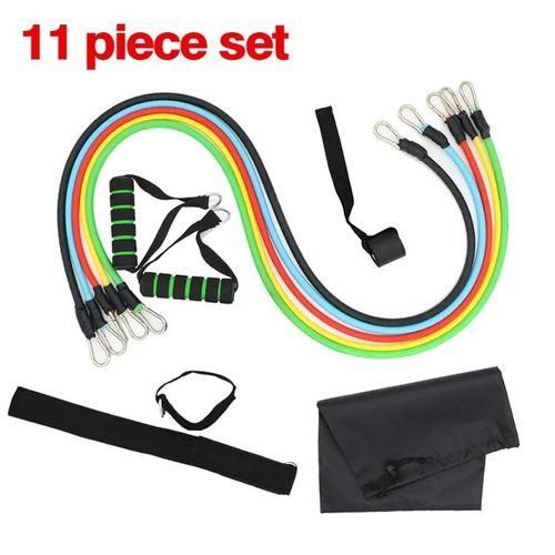11PCS Fitness Strength Elastic Yoga Resistance Bands Exercise Bands Home Office Gym Mixed Colour