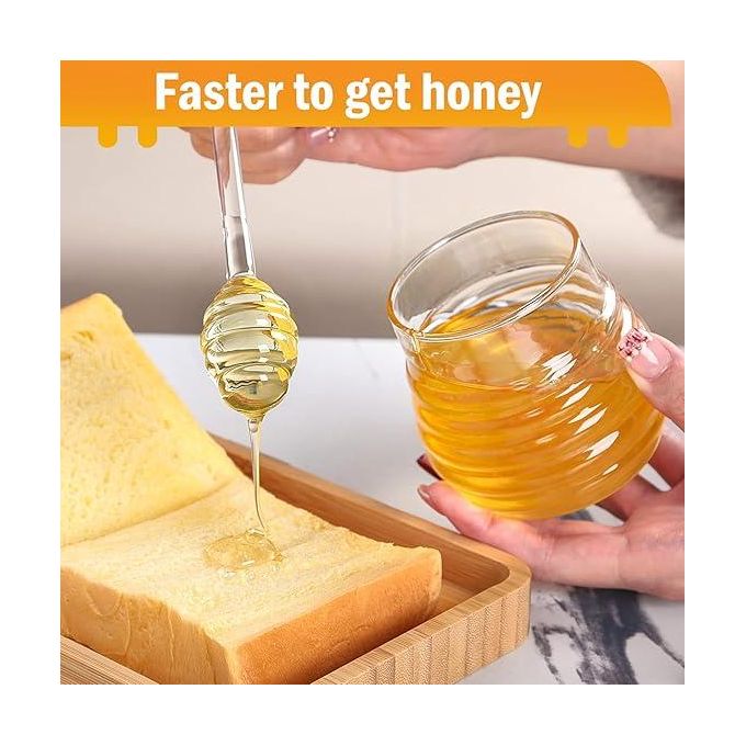 Honey Jar With Dipper And Lid,Arclyric Honey Pot Container Dispenser,Clear Arclyric Honey Container For Home Kitchen,Store Honey And Syrup,Easy To Clean