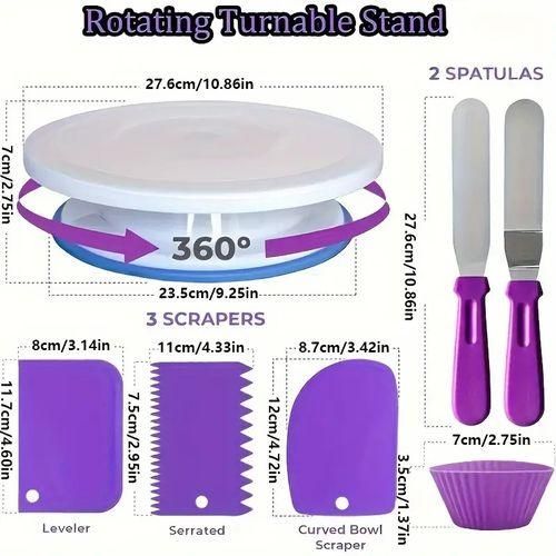 492-Piece Cake Decorating Set - Rotating Turntable, Reusable Piping Bag