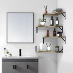 Set of 3 Corner Floating Shelves Wall Mounted for Home Decor, Office, Bedroom, Laundry Room