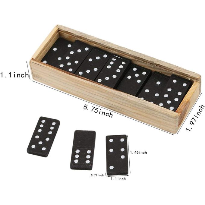 Domino Mini Wooden Dominoes Set - 28 pcs Double Six Miniature Classic Board Games - Small Blocks, Educational Toys, Game Tiles, Leisure Time, for Teens and Adults