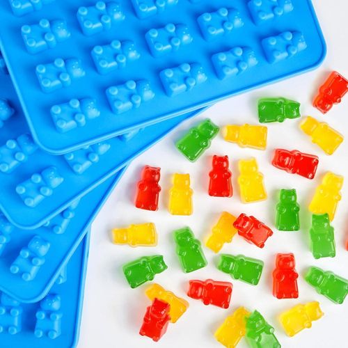 Gummy Bear Candy Molds Mini Size Silicone Molds For Hard Candy With 2 Droppers, Gummy, Caramels, Chocolate, Ganache, Ice Cubes, 4Packs, 200 Cavity