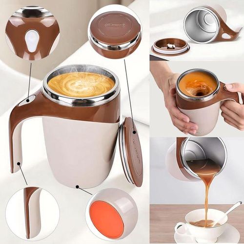 Automatic Magnetic Stirring Coffee Cup, 380ml Auto Self Stirring Coffee Mug Stainless Steel Cup Electric Smart Mug, Rotating Office Travel Mixing Cup for Hot Chocolate Cocoa Milk Latte Tea, MULTICOLOR