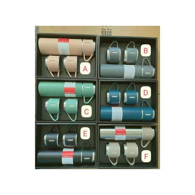 Double Wall Double Thermocup Vacuum Flask Gift Set Plus 2 Exra Cups