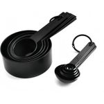 CYFAZA Measuring Cups And Spoons, 10-Piece Set, Plastic, Black