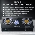 AILYONS GS014-4, 2 Burner Glass Top Gas Cooker &amp; Infrared Double Burner, (1YR WRTY)