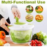 Salad Spinner, Vegetable and Fruit Washing Dryer, Lettuce Spinner – 5L Large Capacity, Green, Easy to Use and Clean