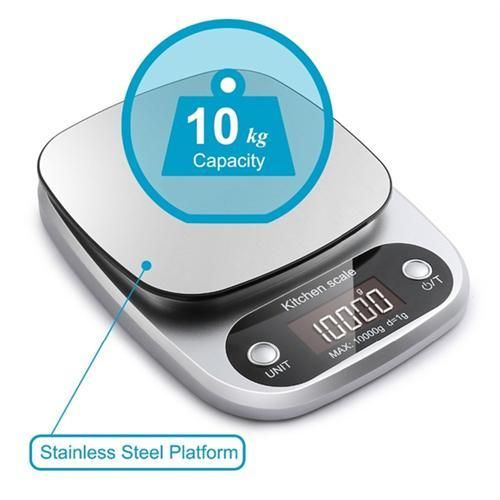 Multi-measuring kitchen scale, high-precision stainless steel LED digital scale - 10kg 1g