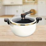 Mini Pressure Cooker 8L Fast Heating Pressure Cooker with Locking Handle Induction Cooker Non-stick Soup Pot - White