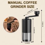 Manual Coffee Bean Grinder, Black Hand with Cleaning Brush, Portable Ceramic Core Adjustable Coarse to Fine Detachable Espresso Grinding for Travel Home Office