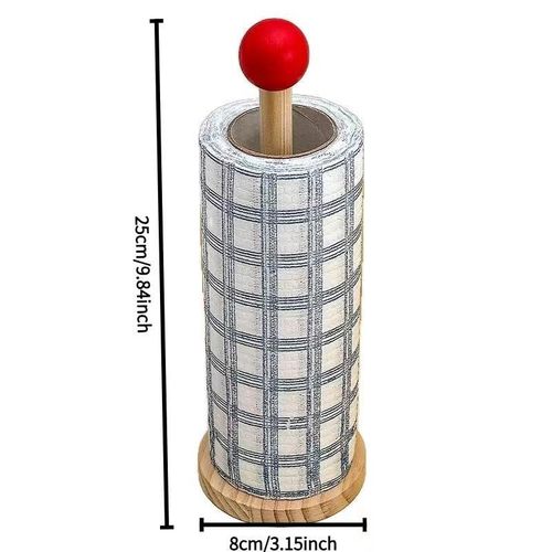 1pc Wood Countertop Paper Towel Holder &amp; Plastic Wrap Roll Hanger - Space-Saving Minimalist Suitable and Dining Room Holder, Compatible with Napkins, Wet Wipes, Cling Film