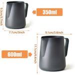 TodyJeyHo Milk Frothing Pitcher Stainless Steel Espresso Steaming Pitchers, Coffee Milk Frother Jug Cup for Espresso Machines Cappuccino Latte Art (Matte Black, 12 OZ / 350ML)