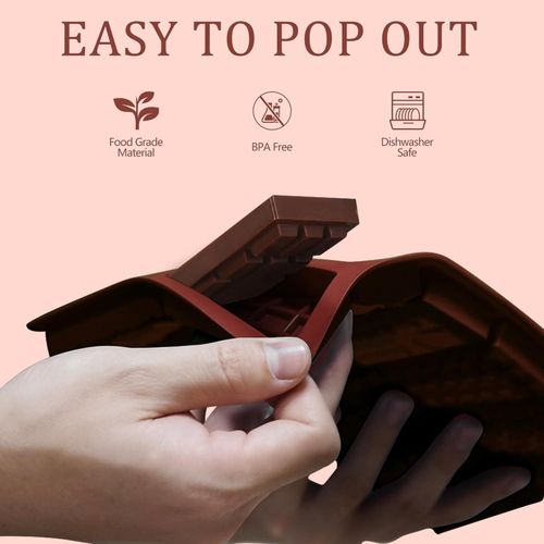 2 Pcs Creative Chocolate Molds with 100pc golden chocolate wrapping paper, Candy Bar Molds Silicone Deep Shapes, Silicone Molds for Wax Melts Non Stick Large