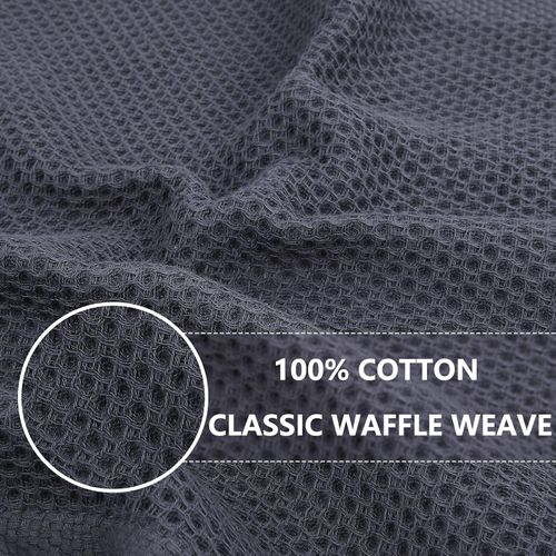 TodyJeyHo 100% Cotton Waffle Weave Kitchen Dish Cloths, Tea Towels Ultra Soft Absorbent Quick Drying Dish Towels, 34×34 CM, 3 Pack(Dark blue, Beige, Brown)