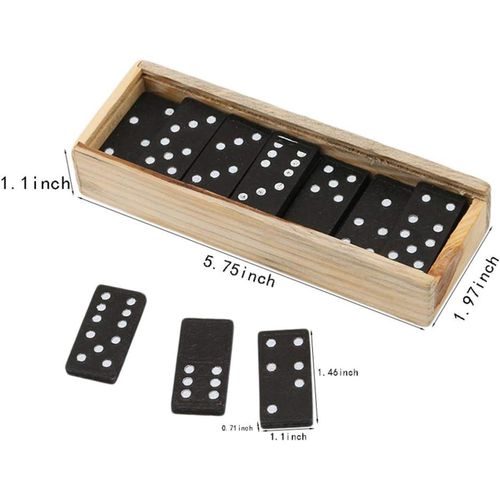 Domino Mini Wooden Dominoes Set - 28 pcs Double Six Miniature Classic Board Games - Small Blocks, Educational Toys, Game Tiles, Leisure Time, for Teens and Adults
