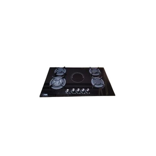 KHAL Hob 4 Gas(1 WOK) + 1 Electric Ceramic Plate ,Black Glass 90cm ID-5006