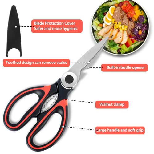 Heavy Duty Kitchen Multi-Purpose Shears for Meat, Fish &amp; Poultry – Stainless Steel Food Cutting Tool