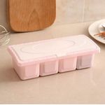 Multi-Compartment Kitchen Spice Storage Box with Lid – Pink